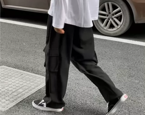 全新工装裤男夏季新款港风韩版潮流帅气宽松休...