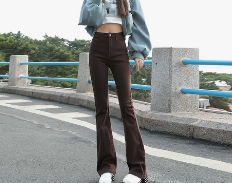 高腰加长微喇牛仔裤女175高个子美式复古修...