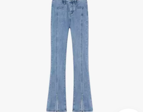 XinmonLee港风独特设计高腰开叉喇叭...