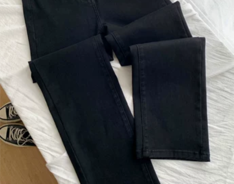 黑色显瘦牛仔裤女春秋2022新款弹力高腰九...