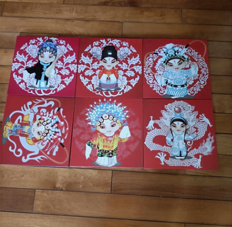 京剧无框画，每幅3OX30cm  每个4元...