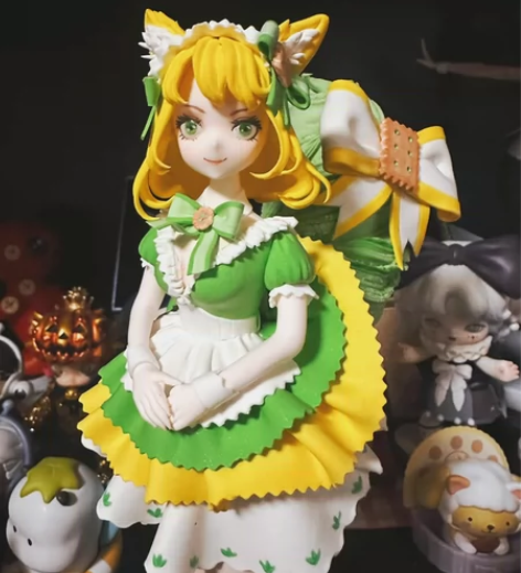 王者荣耀妲己女仆咖啡抹茶款粘土手办 手工制...