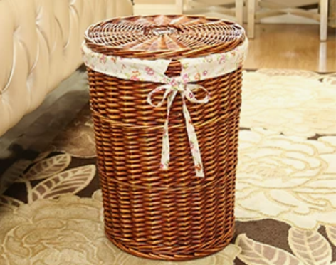 宜然家居脏衣篮藤编有盖收纳箱大号脏衣篓脏衣...