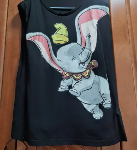 小飞象垫肩无袖t恤女卡通背心宽松百搭上衣 ...