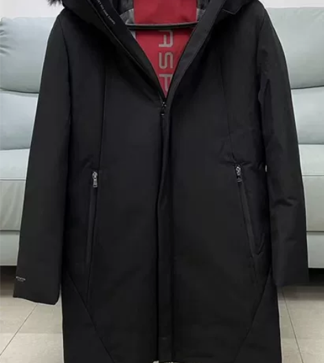 男士冬季长款鹅绒羽绒服狐狸毛领 黑色，长款...