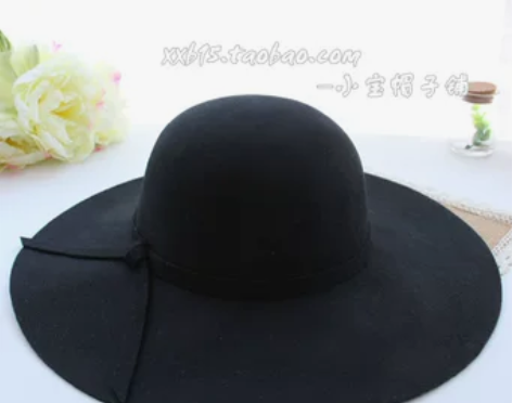 纯羊毛呢帽子 赫本风欧美大檐帽毡帽 春秋冬...