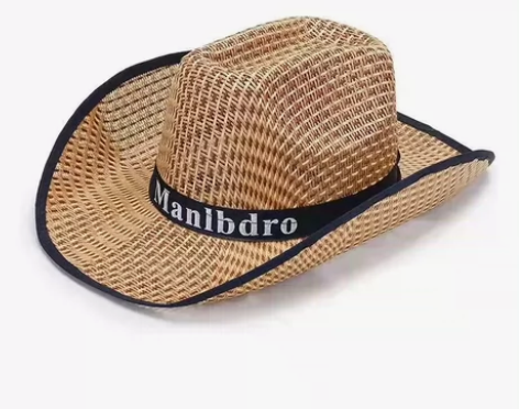 男女防晒竹编大沿帽春夏天款男士草帽西部牛仔...