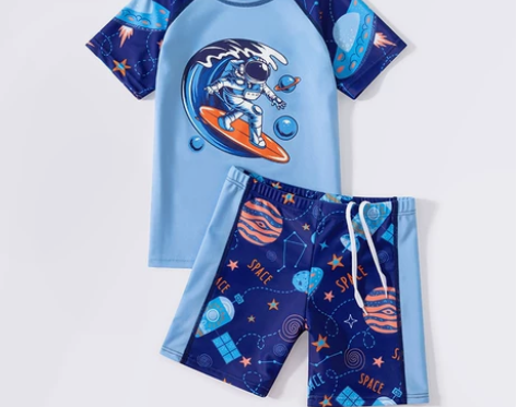 浪莎儿童泳衣分体男童游泳衣男孩中大童泳裤泳...