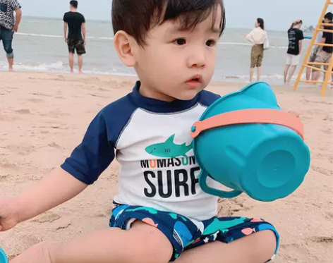 儿童泳衣男童中大童分体防晒沙滩泳裤套装小童...