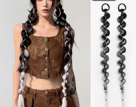 假发泡泡辫子欧美风仿真拳击麻花辫长辫挑染甜...