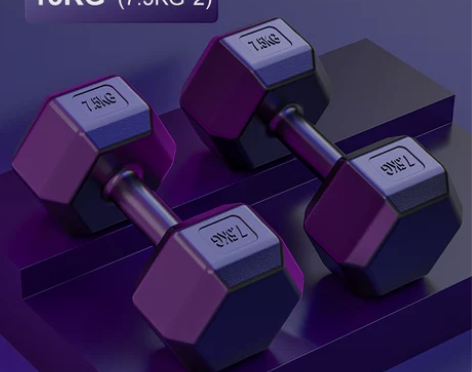 哑铃男士健身家用器材女壶铃练臂肌一对包胶六...