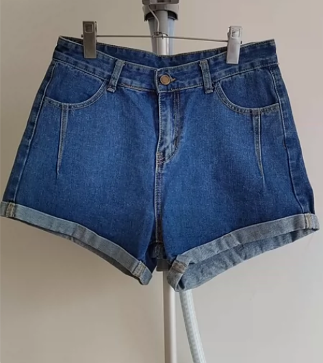 高腰卷边直筒牛仔短裤 夏季薄款 简约百搭 ...