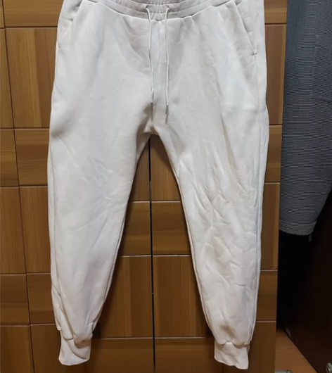 af乳白色锥形收窄口卫裤加绒宽松美式街头X...