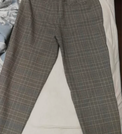 ?欧芮儿格子休闲裤女九分裤秋冬装女新款加绒...