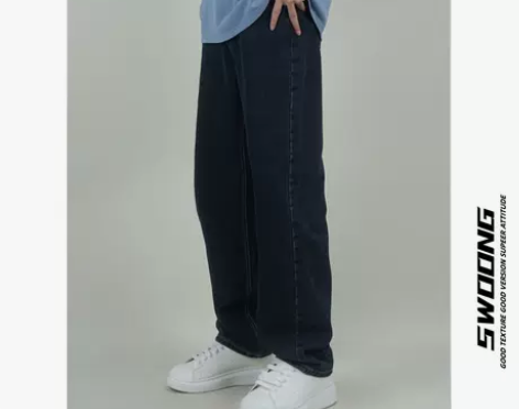 SWOONG 美式复古高街vibe水洗深蓝...