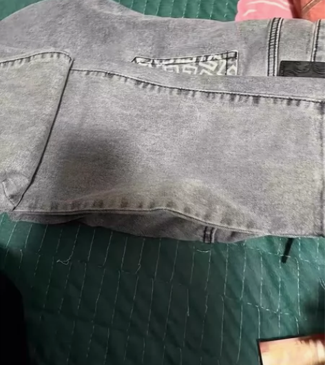 2023春季新款印花牛仔裤男修身水洗网红精...