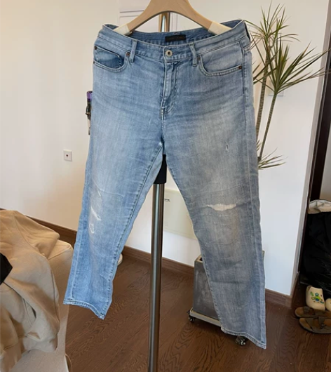 优衣库 做旧牛仔裤 尺码：160/64A