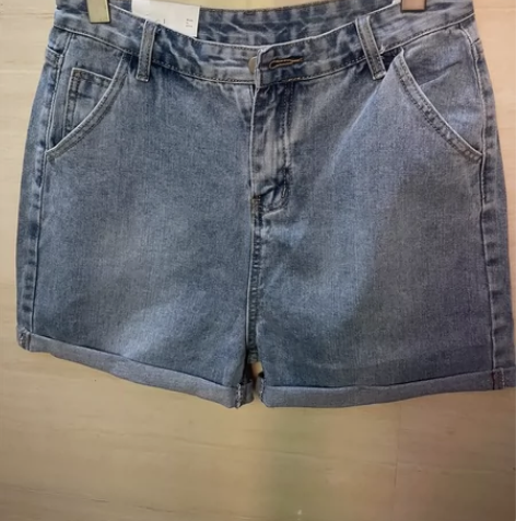 XL码 高腰卷边直筒牛仔裤女夏季薄款简约...