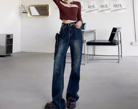 OROI复古时髦感简约2023年水洗高腰百...