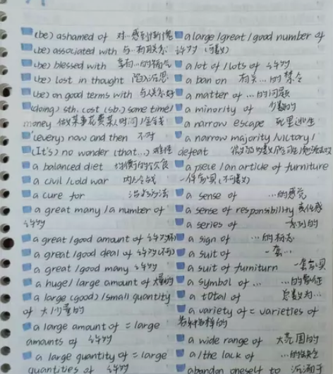 高考英语手写笔记 完形填空常见短语 共26...