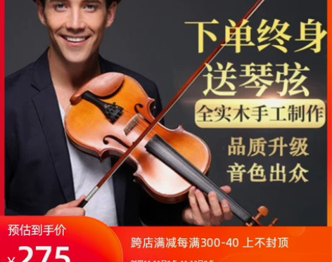 【狂欢价】台氏手工实木初学者小提琴成人儿童...