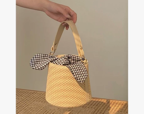 ZARA水桶草编包包女夏2021新款潮小众...