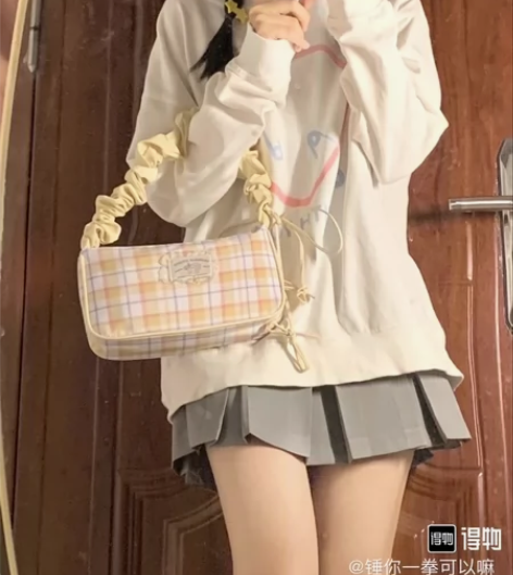 少女条纹腋下包hobo包斜挎手提单肩包，全...