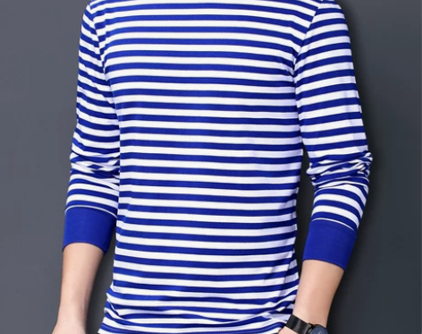 长袖t恤 纯棉长袖际谦男装海魂衫复古国货蓝...