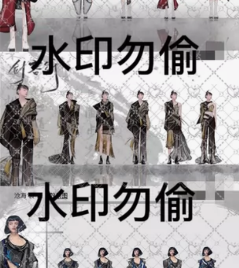 服装效果图款式图灵感拼贴等代画 美院大学生...