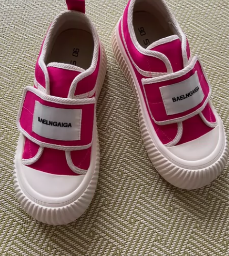 全新90范玫红色面包鞋女2023春新款厚底...