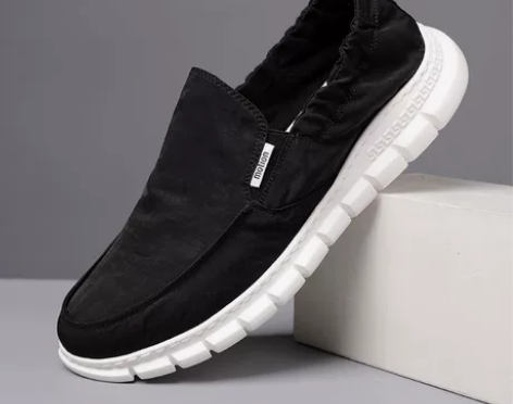 男士夏季透气一脚蹬懒人鞋帆布鞋男板鞋老北京...