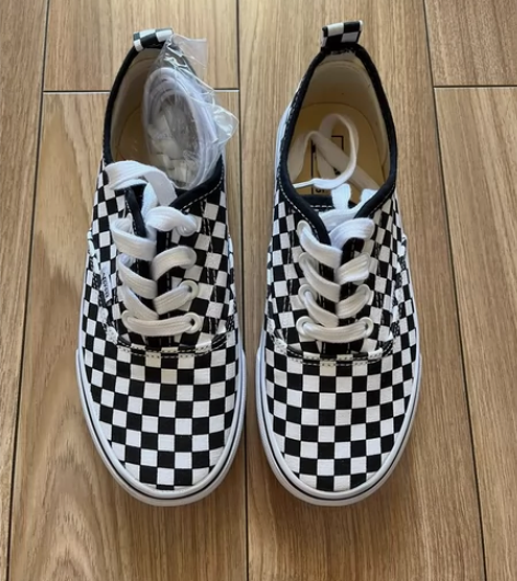 儿童帆布鞋男童女童低帮黑白格Vans帆布鞋...