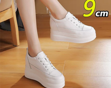 黑色内增高10cm女鞋真皮2023年爆款加...