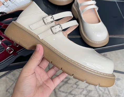 自然卷圆头小皮鞋2022春秋新款日系学生娃...