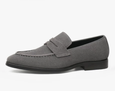 夏季真皮乐福鞋男反绒皮商务英伦休闲皮鞋一脚...