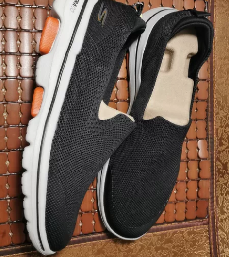 捡漏斯凯家春季一脚蹬飞织面厚底男鞋低帮套脚...