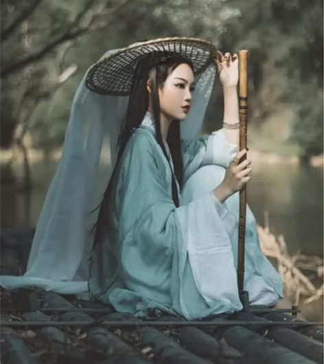 清平调魏晋风汉服女古风武侠客绿色素雅中国风...