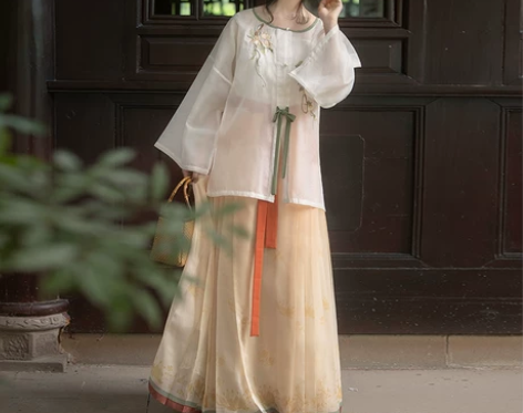 桔屿【茶】正品原创汉服女明制主腰圆领衫中国...