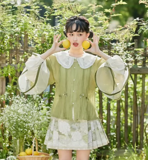 【代拍】七月夕 盛夏青提 娃娃领短衫圆领衫...
