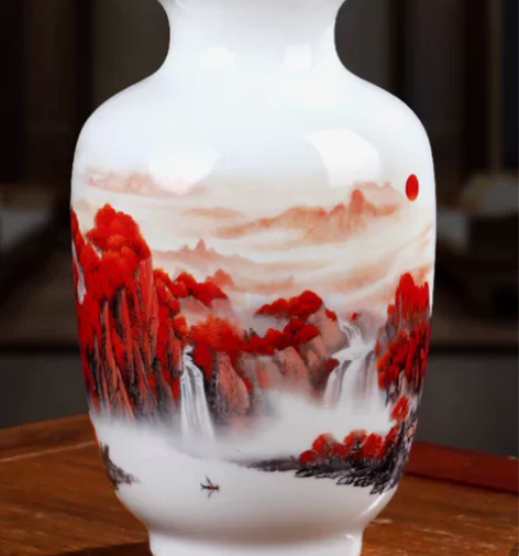 鸿运当头瓷器小花瓶家居装饰客厅摆件婚庆插花...