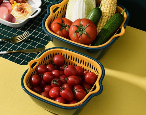 包邮沥水篮洗菜盆双层厨房镂空篮子洗菜篮家用...