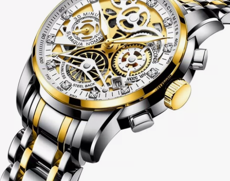 2023瑞之缘镂空手表男士钢带石英夜光防水...