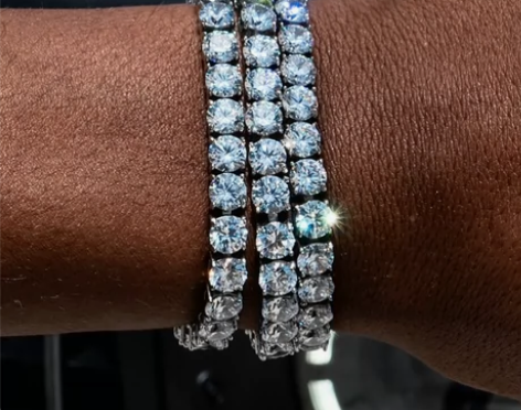 5mm 5A锆石皇冠切割网球链手链 嘻哈潮...