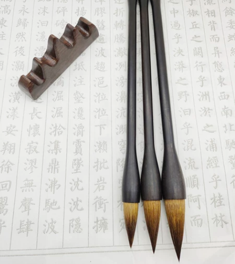 还剩余一点之前送给别人的蒜头木杆狼毫毛笔，...