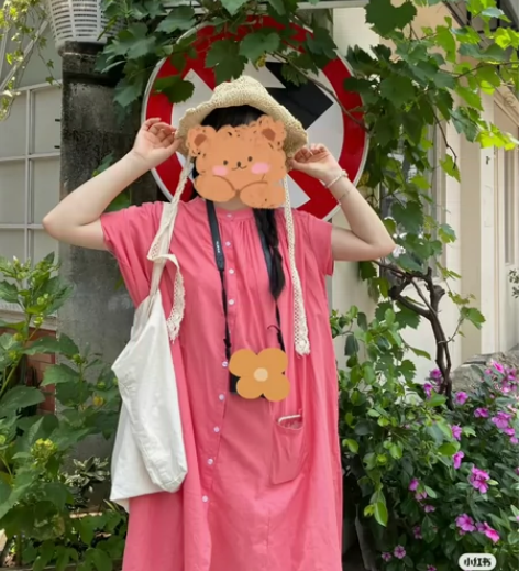 日系 慵懒不费力风格亚麻简约款连衣裙胸围1...