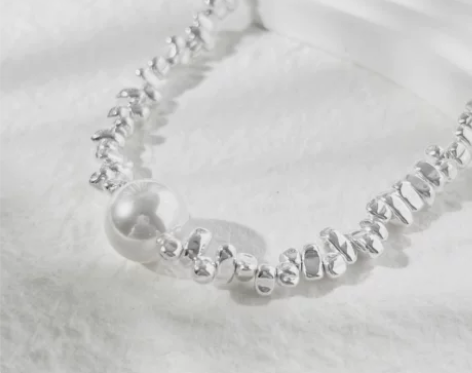 祖艾 自制 贝珠吊坠不规则光珠项链颈链锁骨...