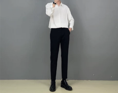 白色衬衫男夏季长袖高级垂感上衣轻熟风男装韩...