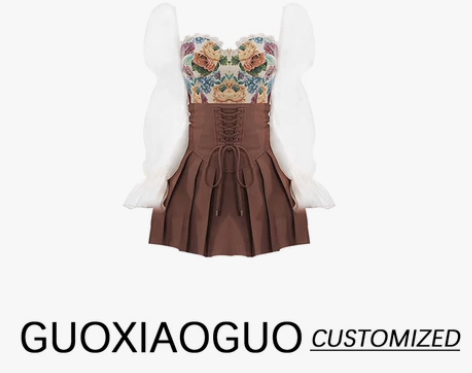 春夏学生裙油画感上衣仙女连衣裙女装法式显瘦...