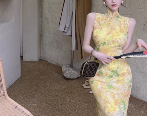 改良旗袍裙夏季立领中式无袖温柔连衣裙国风女...