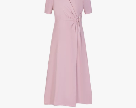 拉夏贝尔V领连衣裙女装新款收腰显瘦显身材气...